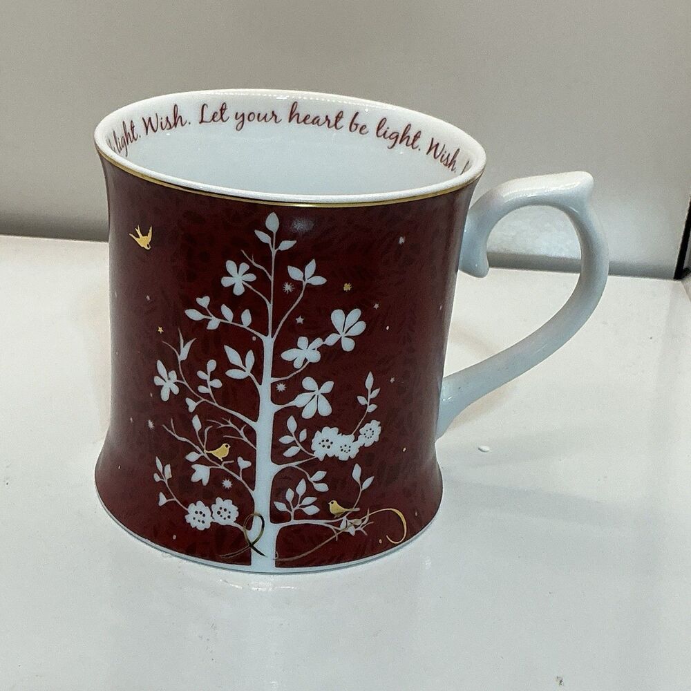 Starbucks 2009 Rosanna Red Holiday Tree Coffee Mug Let Your Heart Be Light 12 oz